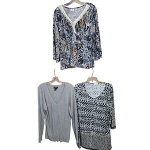 Women's 2X 18W 20W Tops Shirts Blouses Sweaters Wholesale Bulk Lot of 3 2XL XXL
